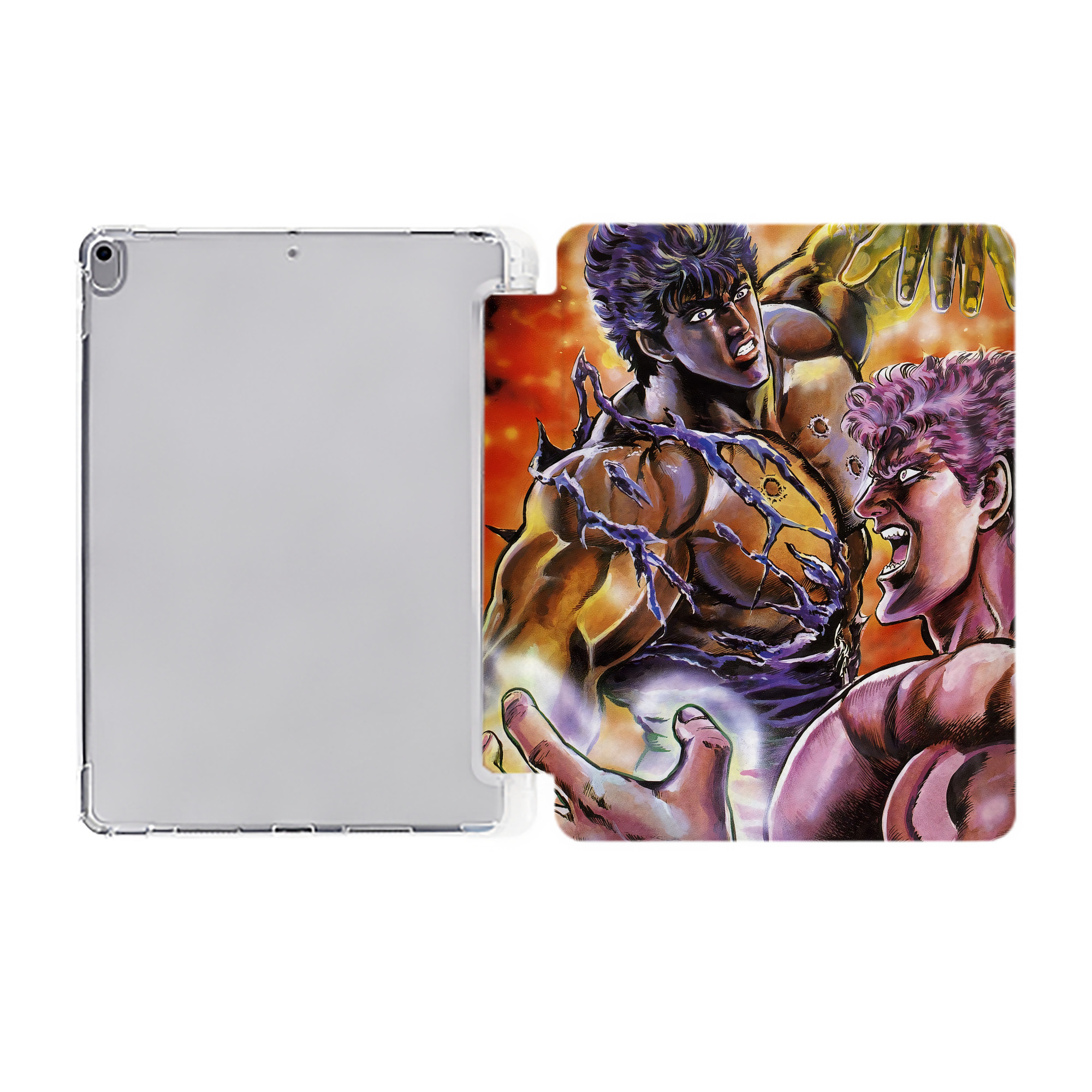 （画像用） 北斗の拳 Fist of the North Star IPad ケース ペン収納付き 三つ折りスタンド PUレザー×シリコン 対応機種9.5/10.5/10.9インチ